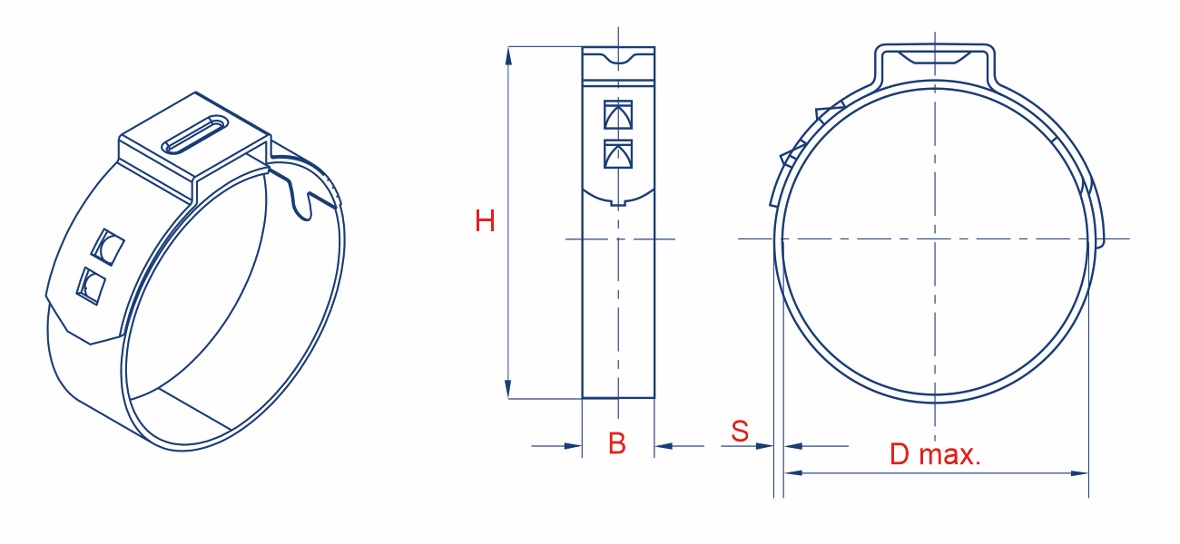 Схема бесступенчатого ушного хомута Mikalor OEM Ear clip